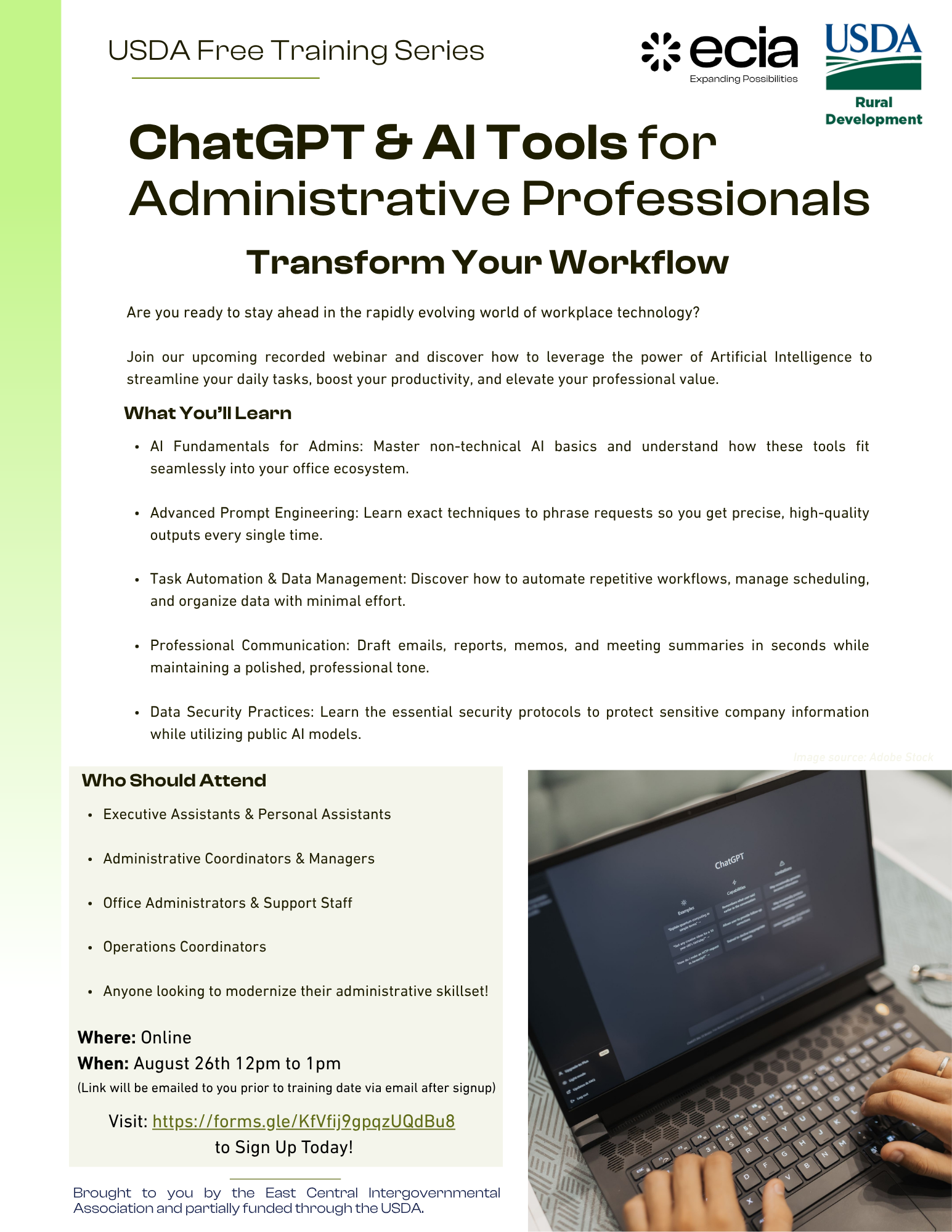 8-26-26 ChatGPT & AI Tools USDA Training Flyer